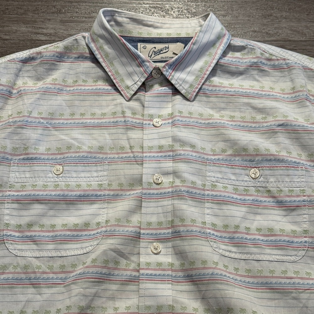 Grayers Shirt Adult Medium Geometric Short Sleeve‎ Button Up Casual Adult Cotton